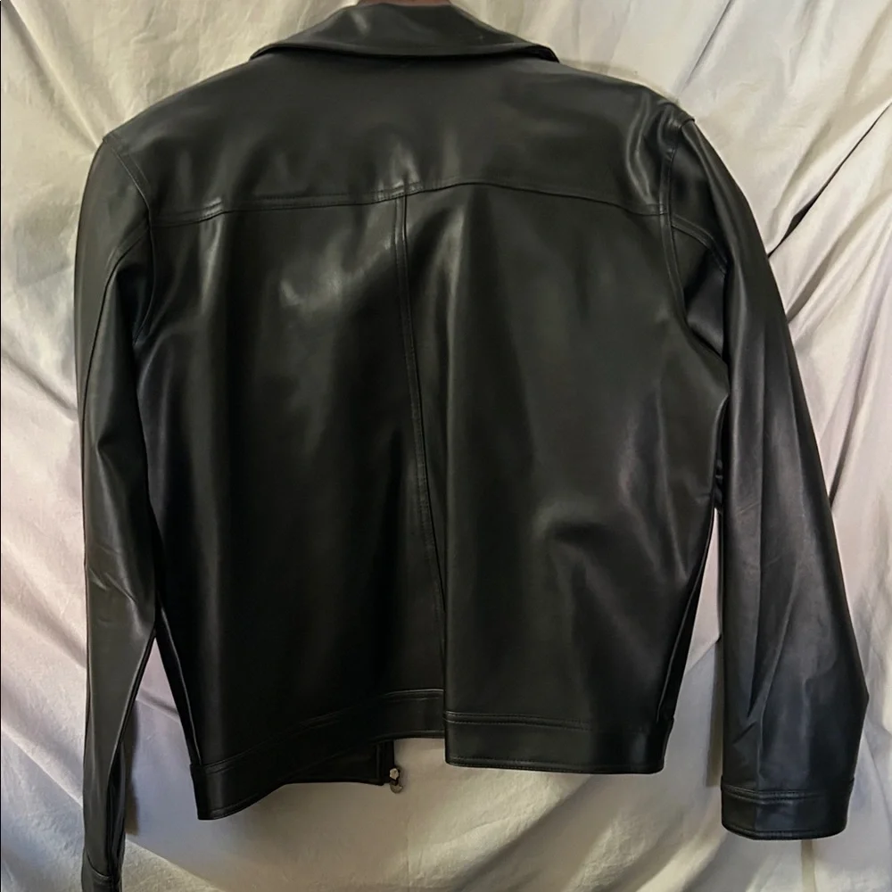 EA Collection Sleek Black Leather Bomber Jacket XXL